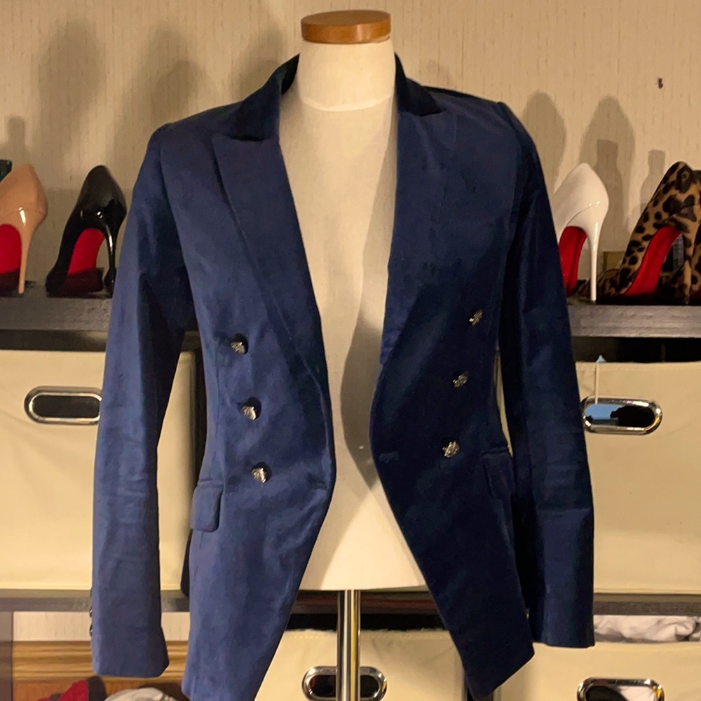 Blue White House Black Market Velvet Blazer